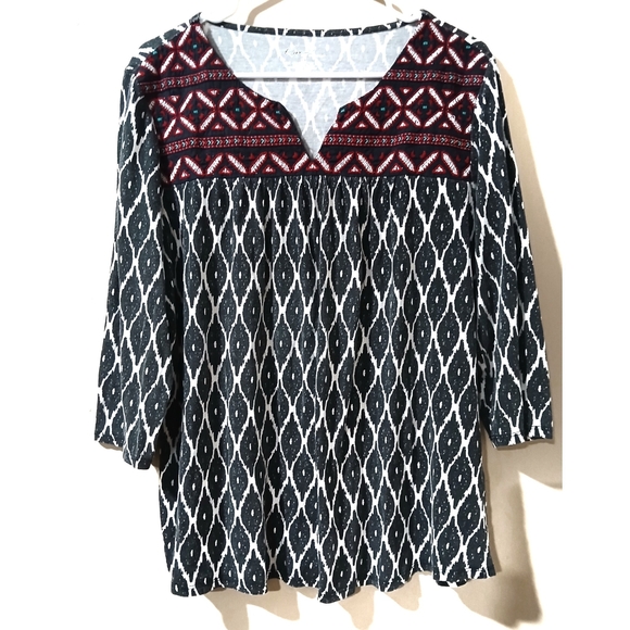 BOHO Ikat Embroidered Kim Rogers Top XL - Picture 1 of 3